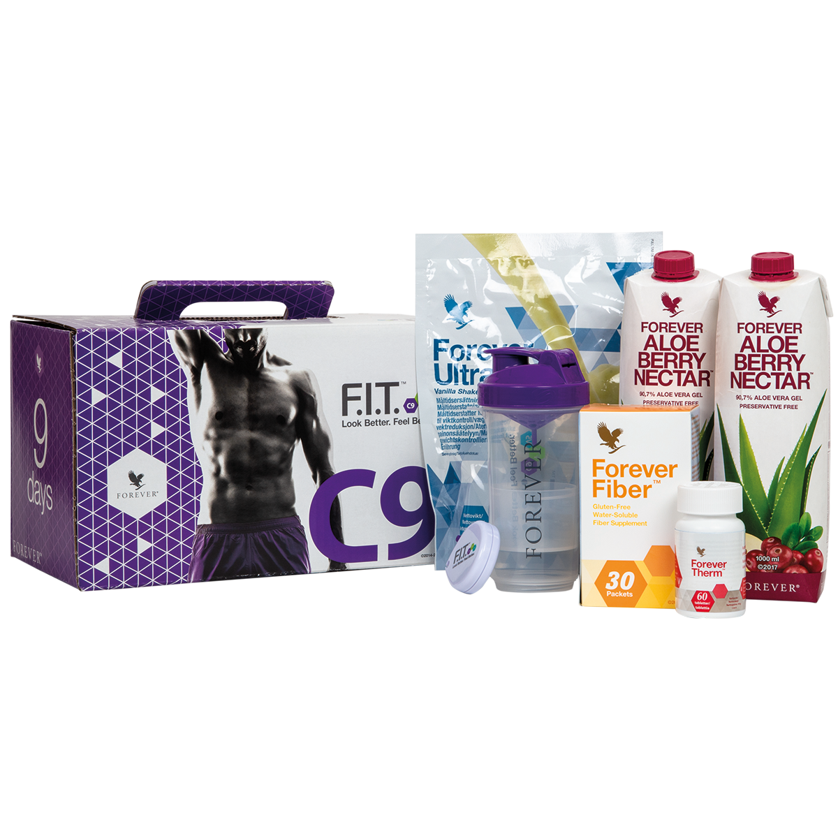 The C9 programme gives you Forever Ultra, Forever Therm, Forever Fiber and Forever Aloe Vera Gel – as well as a manual to help you change your lifestyle.